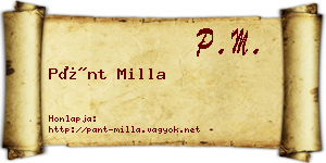Pánt Milla névjegykártya